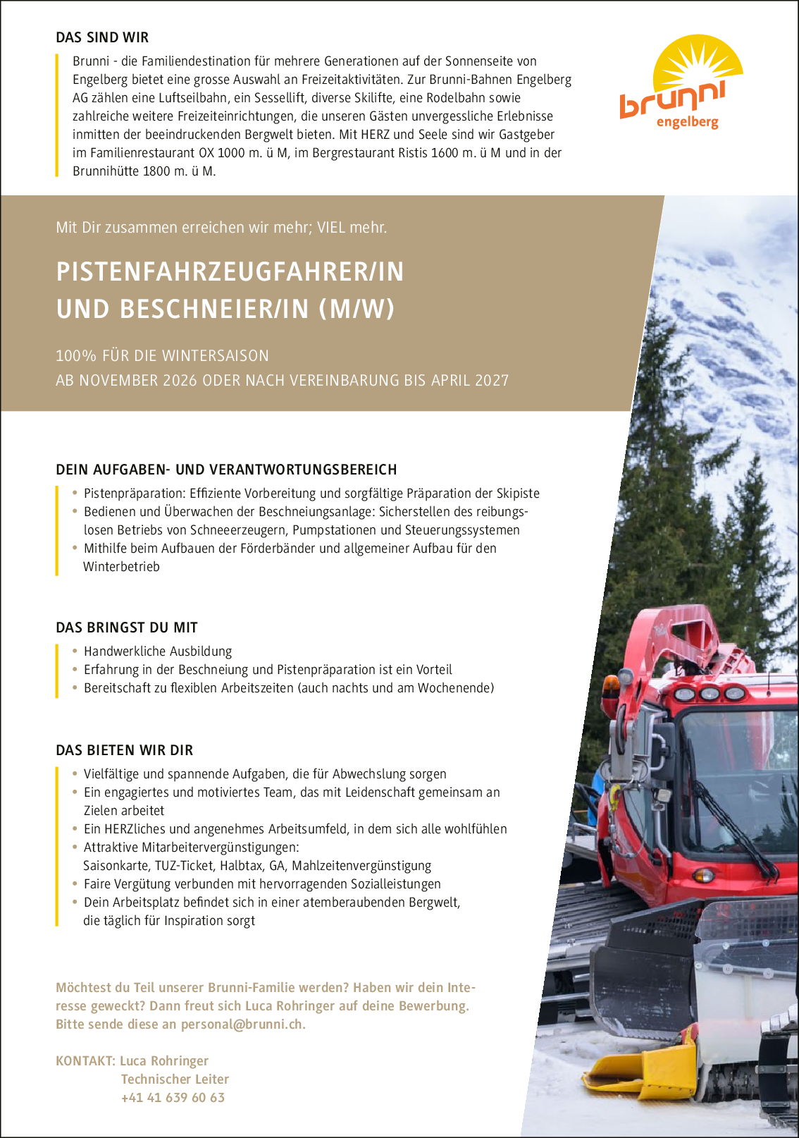 Pistenfahrzeugfahrer/In , OW
