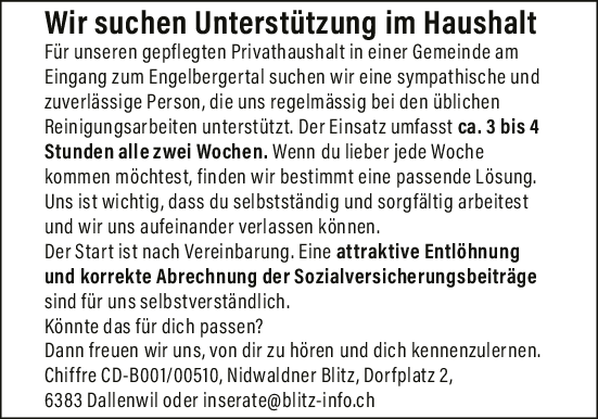 Unterstützung im Haushalt