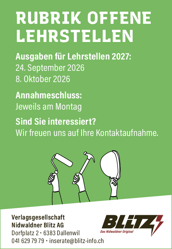 Füller Rubrik offene Lehrstellen