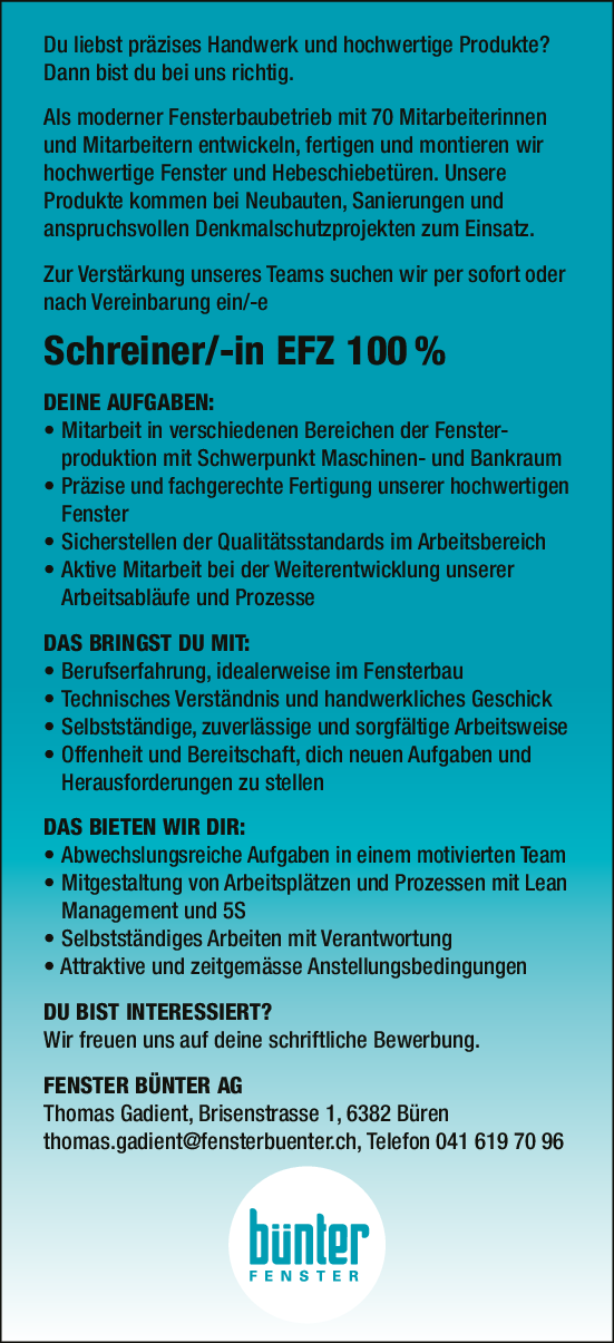 Schreiner/in EFZ