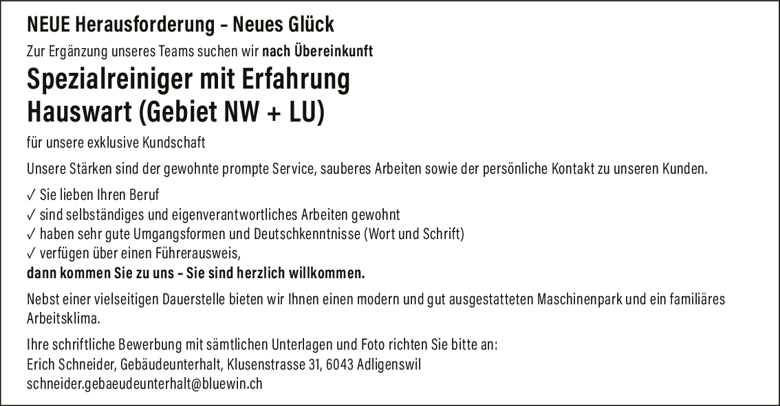 NEUE Herausforderung - Neues Glück