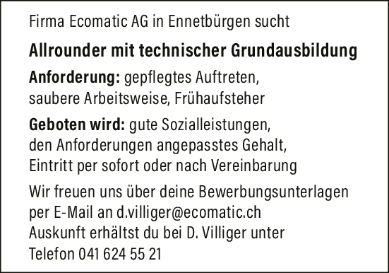 Allrounder mit technischer Grundausb.