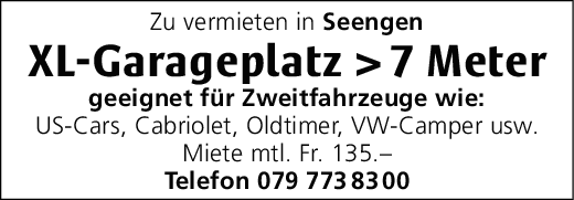 XL Garagenplatz, Seengen