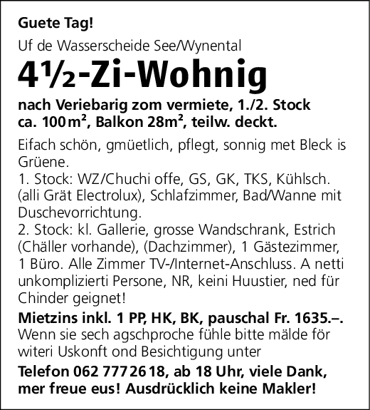4.5 Zi.-Wohnung, Dürrenäsch