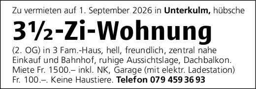 3.5-Zi-Wohnung, Unterkulm