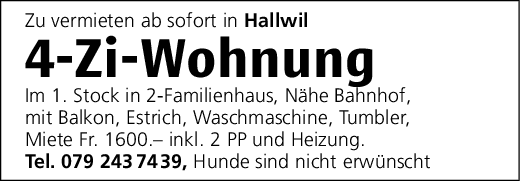 4-Zi-Wohnung, Hallwil
