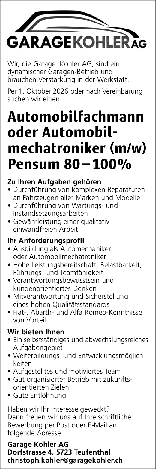 Automechaniker/ Automobilmechatroniker