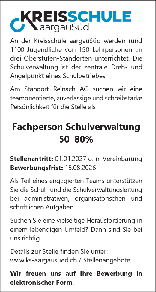 Fachperson Schulverwaltung