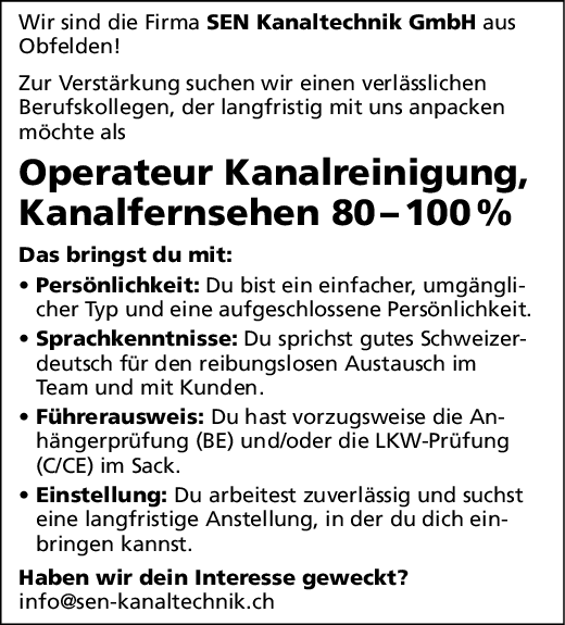 Operateur Kanalreinigung