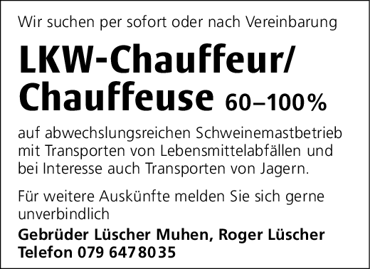 LKW Chauffeur / Chauffeuse