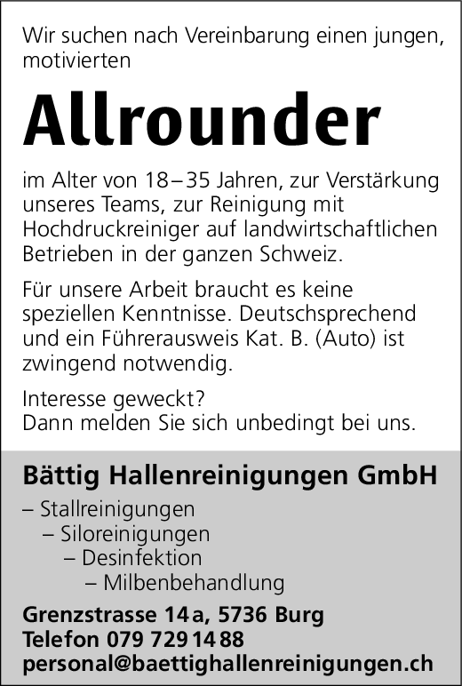 Allrounder gesucht